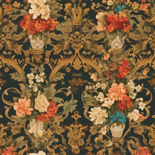 JIAOQSS Vinilo adhesivo para pared Barroco romántico boho floralFlores de jardín Papel tapiz adhesivo muebles impermeable para la sala de estar el dormitorio