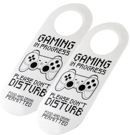 ROYJJ Lot de 2 panneaux de suspension de porte Gaming In Progress Disturb pour décoration de salle de jeux, chambre à coucher, accessoires de jeu « Do Not Disturb »