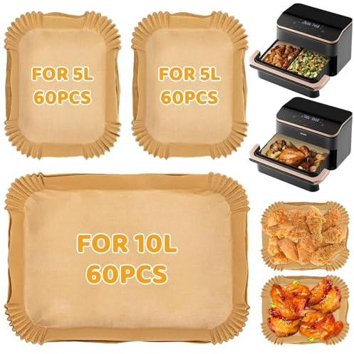 180 Stück Backpapier für Heißluftfritteuse Cosori 10l, Airfryer Backpapier Heißluftfritteuse für Cosori Dual Blaze Twinfry 10l, Air Fryer Paper Airfryer Zubehör