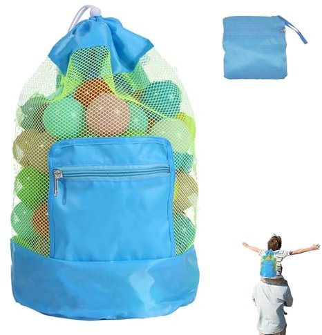 Strandspielzeug Tasche, Netztasche Sandspielzeug für Strandspielzeug Kinder, Strandtasche Kinder, Sandspielzeug Mit Tasche Ideal für Strand Urlaub und Outdoor Aktivitäten (Blau)