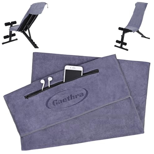 Gaethra Fitness Handtuch 120x50cm, Sporthandtuch Fitnessstudio mit Reißverschluss Tasche, Saugfähiges Sporthandtuch Mikrofaser für Fitnessstudio,Training,Outdoor