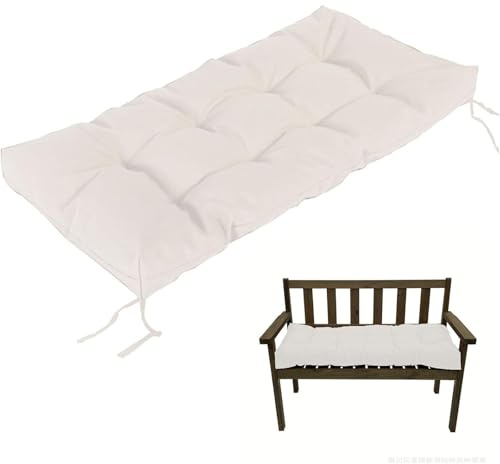 Generisch 8Cm Dick Bankauflage Outdoor, Weich Sitzkissen Sitzbankkissen für Den Außenbereich, rutschfeste Bankkissen Wasserfest Polster Auflagen Sitzauflage Für Gartenbank,Weiß,110x40cm