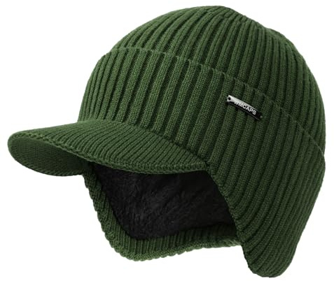 Wmcaps Wintermütze mit Ohrenschützern und Schirm für Herren | Ultrawarme Fleece, Kompletter Ohrenschutz, schützt vor Sonne, Regen und Schnee, für Winter & Outdoor, Geschenk für Männer