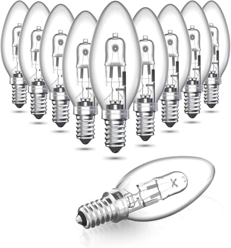 Lustaled 10-Stück E14 Glühbirnen, C35 42W E14 Kerzenbirnen, 2700K Warmes Weiß Dimmbare Kerzenlampe,613 Lumen SES Kleine Edison Schraube für elektrischen Kamin, Wandleuchte, Kronleuchter