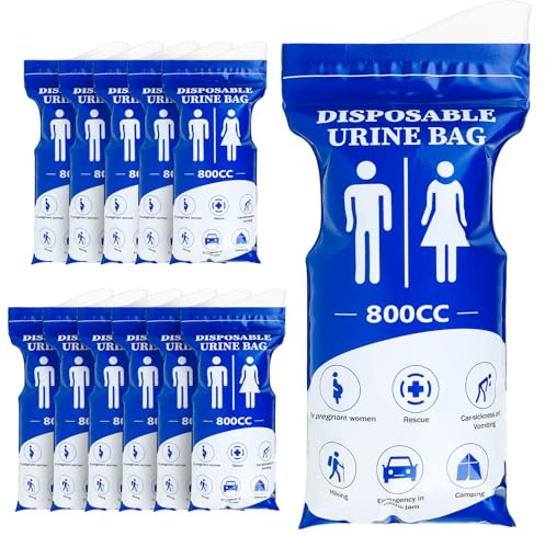 NPSPVOK 12 Pcs Portable Urinals for Men Women, Camping Urine Bags for Men Women, 800ml Portable Camping Toilet Bags with Handle, Vomit Bag, Pee Bag for Pregnant Patient Car Hiking Essentials