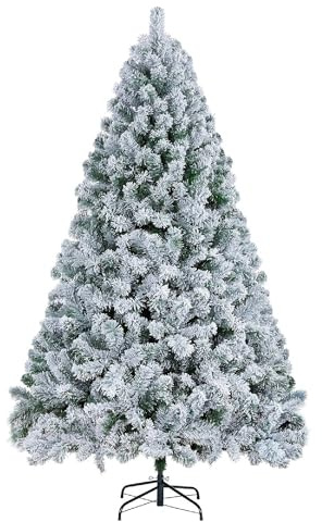 IlGruppone Albero di Natale Innevato Artificiale con Effetto Neve Realistico Bianco Facile da Montare Rami Fitti Modellabili in PVC con Base in Acciaio - 240 cm