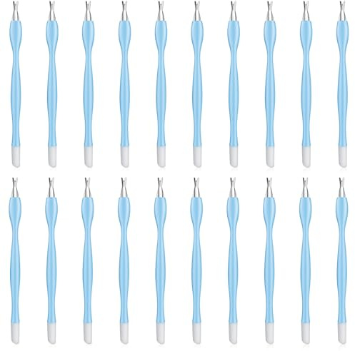 Elegaperma 20pcs Cuticle Fork, Rubber Cuticle Pusher, Double Sided Cuticle Trimmer Tool, Cuticle Knife Professional Nail Scraper Cleaner Care Tools for Fingernails Toenails Home Nail Shop
