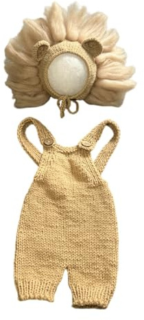 Lions Knit Romper for Newborn Photography Props, Easy Wear Baby Outfit 0-3 Months Lions Baby Clothing
