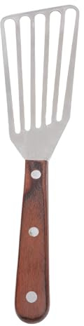 Zerodis Espátula para Pescado de Acero Inoxidable, Volteador Multifuncional con de Madera, Hoja Flexible para Cocinar Pescado, Freír y Asar (S)