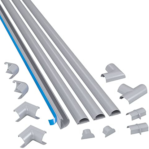 Mini canaletas para Cables eléctricos, Canaleta De Cable Micro+ 20x10mm Blanco 4 Piezas Autoadhesivo Pintable con Accesorios(Aluminium Effect,Mini (30x15mm))