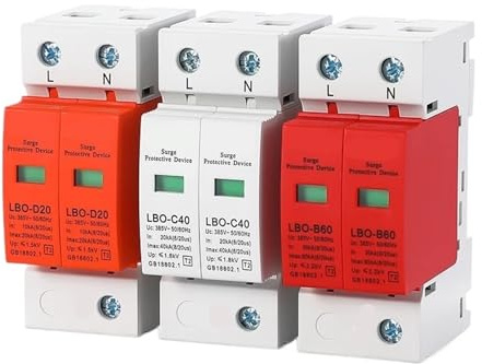 1 pz SPD 2P Protezione da sovratensione Bassa tensione AC Distribuzione Dispositivo di protezione domestica Modulo interruttore di alimentazione LBO(2P 385V AC,20-40KA(White))