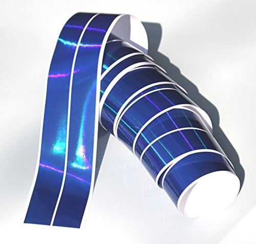 Finest Folia Chrom Hologramm Zierstreifen Folie Klebefolie Aufkleber Dekorstreifen KX008 (Hologramm Blau, 4Meter x 30mm)