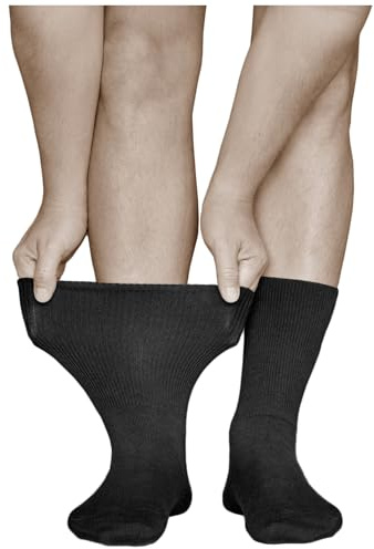 VITSOCKS Herrstrumpor med Extra Lös Resår, Bomull (3 PAR) Svullna Ben och Anklar, svart, 39-41