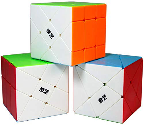 OJIN Specific Cube Puzzle Sets-Pack of 3 (Include 3X3 Fluctuation Angle Puzzle Cube, Windmill Cube 2x3 Shape Mod, Fisher Cube 3x3x3 Shape Twisty Puzzle)(Multi Color)