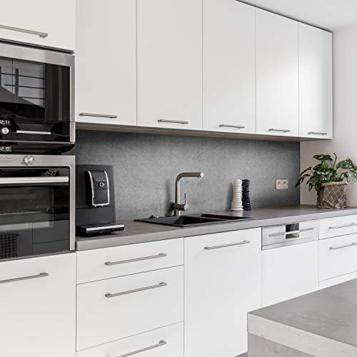 Dedeco köksbakvägg motiv: betong V1, 3 mm aluminium dibond-plattor som stänkskydd köksvägg kompositplatta vattentät, inklusive UV-lack glänsande, alla underlag, 260 x 60 cm