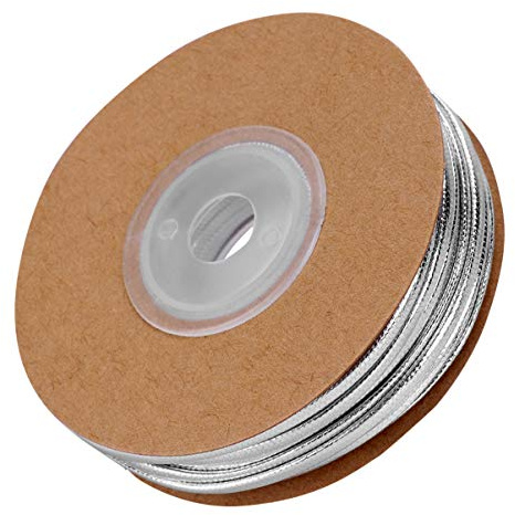 Milisten 15 Meters 2mm DIY Faux Suede Cord Silver Flat Leather Lace Beading String Rope with Roll Spool for Necklace Bracelet Jewelry Making