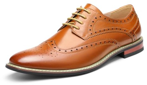 Bruno Marc Moda Italy Prince Men's Classic Modern Oxford Wingtip Lace Dress Shoes,Size 10.5W,Wingtip Brown