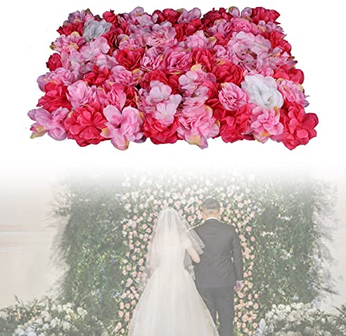 6PCS Artificial Rose Flower Panels Silk Floral Panel Velvet Hydrangea Wall Panel Backdrop Decor Flower Mat for Wedding Banquet Bridal Party Baby Shower, 23.62 X 15.75 in