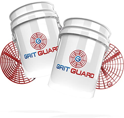 detailmate GRITGUARD Profi Wascheimer Set perfekt für die 2 Eimer-Waschmethode | 2x US 5 GAL Bucket ca. 20L + 2x Grit Guard Schmutzeinsatz | Ideal für die Handwäsche am Auto, Motorrad & Caravan