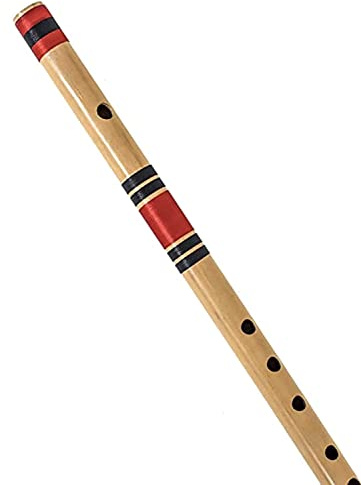 HARIPRASAD flöjt musikinstrument original för nybörjare C-skala/naturlig högerhänt bambu bansuri 45 cm ca. (Röd+svart)