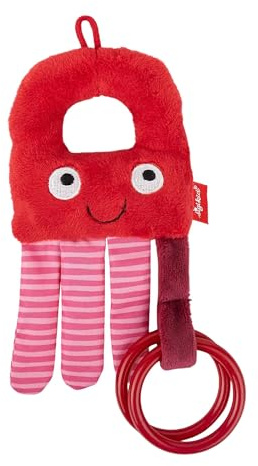 Sigikid Greifling Oktopus, RedStars Babyspielzeug mit Rassel und Ringen: greifen, entdecken, spielen, für Babys ab Geburt, Art.-Nr. 42920, rosa-rot, 18x8x2 cm