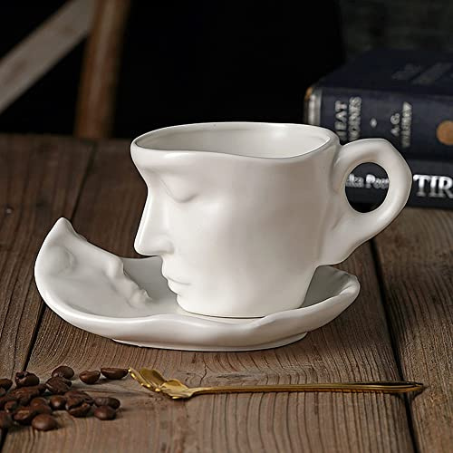 Toutdoirt Tazzina Caffè Nere Baci Milano, da Coppia Colazione, Regalo Anniversario per Lei, Regali Personalizzati, per Casa Nuova 290ml (Bianco)