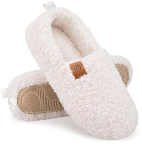 EverFoams Chaussons Femme Fausse Laine Blanc crémeux, 38/39 EU