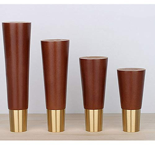 DuANgu 10 cm, 12 cm, 15 cm, 18 cm Möbelbeine Möbelfüße aus Massivholz, rund Konisch Sofafü?e, Ottomane, Couch, Schrank,M?Bel h?lzern Beine, Messingfu?, schwarz, Nussbaum, Holzfarbe