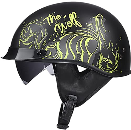 qloijnv Portatile Jet Casco Scodella con Visiera Parasole Mezzo Casco Motociclista retrò Casco a Crash per Scooter Cruiser Pilot Omologato ECE Street Jet Crash Scooter Casco