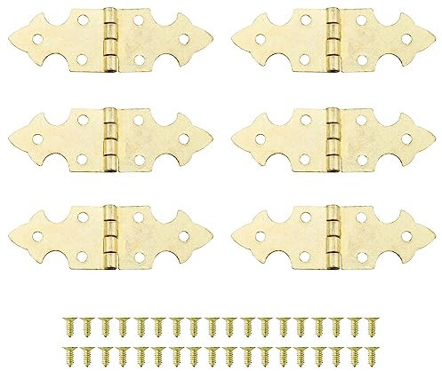 Butterfly Hinge HJGarden 6pcs Flush Mount Hinge Surface Mount Hinge Cabinet Hinge Furniture Hinge Antique European Style Thickened Wooden Box Hinge