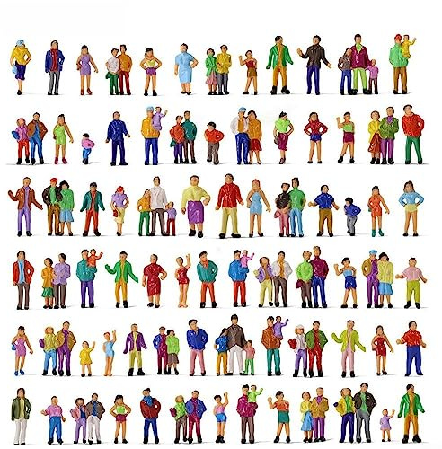 100 Stück/200 Stück bemalte Mini-Personenfigur im Maßstab 1:87, Menschen, Mini Modelleisenbahnen Figuren, Passagiere für Miniaturszenen Layout