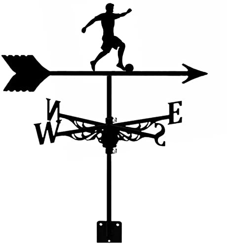 EICOFF Football Silhouette Weathervane Metal Wind Vane Black Wind Direction Indicator with Install Bracket for Outdoor Garden Lawn Patio Farm Barn Garage Decorate