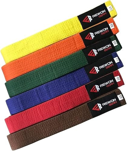 URBANSBEE Ceinture de Taekwondo Professionnelle - Double Wrap Ceinture Sport pour Judo, Karaté, Kickboxing/Arts Martiaux - Coton Résistant,Couleurs Disponibles-Jaune,Vert,Rouge,Orange, Bleu,Marron