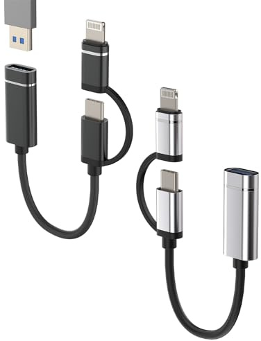 USB A to USB C Lightning Adapter(2Pack) 3.0 OTG Camera Mouse Converter Thunderbolt Port Dongle Adaptador para Compatible for Samsung for for iPhone15 Pro Max Plus for iPad 10、Air4/5、Mini6、Pro