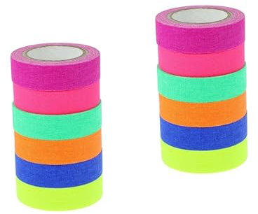 ULTECHNOVO 12rollos Cinta Fluorescente Neón Adhesiva Residuo para Decoraciones De Fiestas y Manualidades Vibrantes y Luminosa
