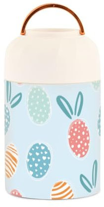 Happy Easter Eggs Holiday Kids Womens Insulated Food Jar with Spoon 17oz/500ml Jar For Hot Food Stainless Steel Vacuum Wide Mouth Lunch Boxes for Keep Food Hot