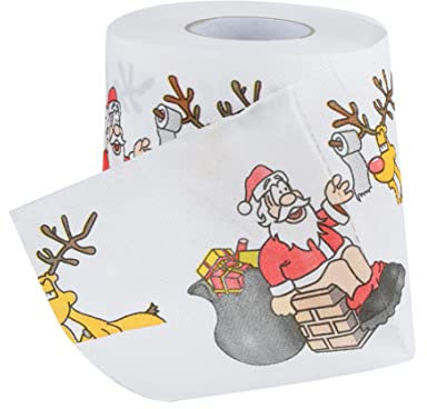 Hilai Toilettes de Noël Tissus, Papier Toilette de Noël Paper Santa Claus Papier de Toilette imprimé Roll Tissue de Noël pour la Salle de Bain décor Festif décor de nouveauté Cadeaux