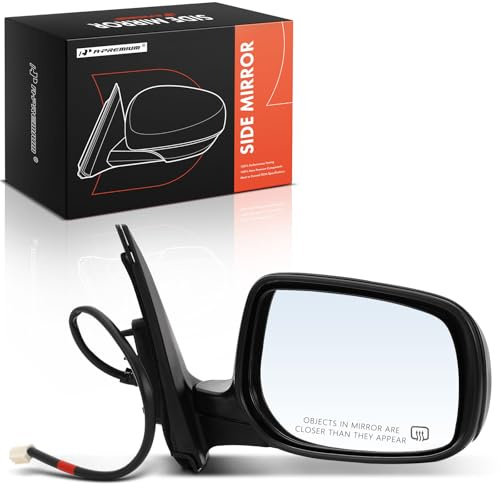 A-Premium Passenger Side Power Door Mirror Compatible with Toyota Corolla 2009 2010 2011 2012 2013 - Heated Manual Folding Black Outside Rear View Mirror - North America Built - Replace# 87910-12D60