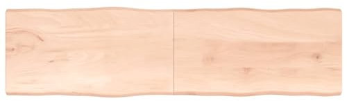 ZEYUAN Tischplatte 220x60x4 cm Massivholz Eiche Unbehandelt Baumkante, Arbeitsplatte, Holzplatte, Schreibtischplatte, Waschtischplatte, Küchenarbeitsplatte