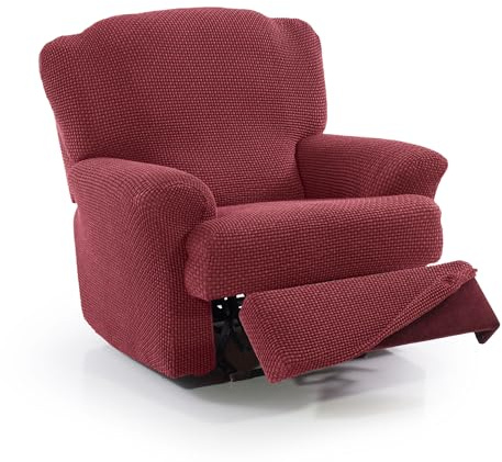 FAVERTI® Funda Super Elástica Sillón Relax de 70 a 90cm | Modelo NOVELE | Fucsia Oscuro | Funda sillón reclinable pies Separados | Protector de Calidad de Tejido Jacquard Tacto algodón