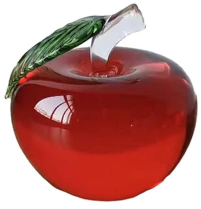 kowaku Obst-Figur aus Glas, Miniatur-Briefbeschwerer, Kunst, dekorative Obst-Ornament-Skulptur für Büro, Zuhause, Tischdekoration, Auto-Dekoration, Apfel