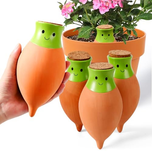 KGZZIZI 4 Stück Selbstbewässernde Terrakotta-Kugeln Große Olla-Pflanzeinsätze für Pflanzenliebhaber Geschenke