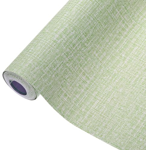 Sourcing Map Papel tapiz autoadhesivo con textura de tela de hierba, 15.7 x 197 pulgadas, impermeable, para escritorio, armario, encimera, armario, color verde