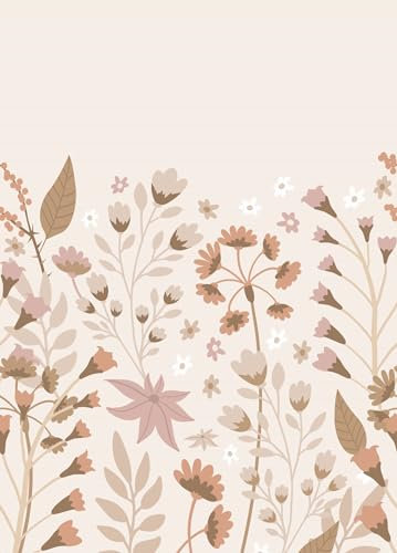 Esta Home fotomural flores beige, rojo barro cocido y rosa 200 x 279 cm