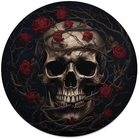 Rundes Strandtuch, Totenkopf mit roter Rose, bedruckte Reisedecke, personalisierte Decke, Yoga-Decke, Mikrofaser, Strandtuch, dicke Tischdecke, Unisex