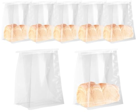 sourcing map 25Pcs Bread Bags for Homemade Bread, 4.7x8.7x6.7 Inches Clear Bakery Bags with Iron Tie Tab Lock Loaf with Baked Foods Packaging