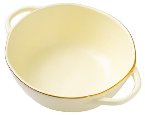 Amosfun bol de cuisson ramequin porte-salade à double anse bol de pâtes de poule saladiers poêle à frire moules à pâtisserie à condiments plat de service à salade céramique Beige