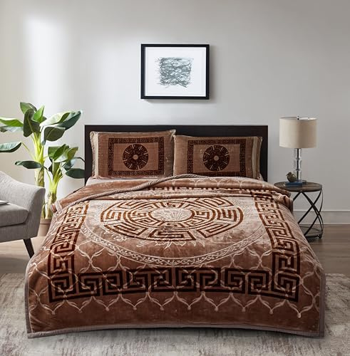 StylemyBedroom 2 PLY Thick Warm Heavy Double/King Winter Blanket Throw, Greek & Floral design
