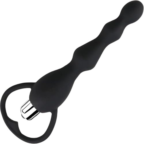 Perles anales vibrantes en silicone - Design gradué - Vibromasseur anal étanche - Point G - Jouet anal pour homme et femme - Jouets sexuels pour adultes (noir)