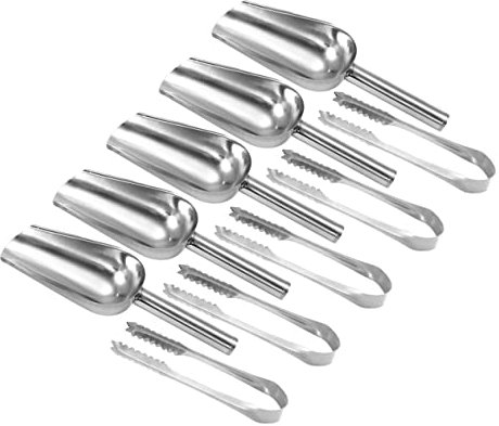 Cabilock 5pièces Cuillère à Glace Acier Inoxydable Pelle à Glace et Pinces à Glaçons pour Buffet de Bonbons et Desserts Facile à Utiliser
